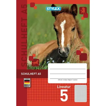 Stylex Schulheft DIN A5, Lineatur 5, kariert