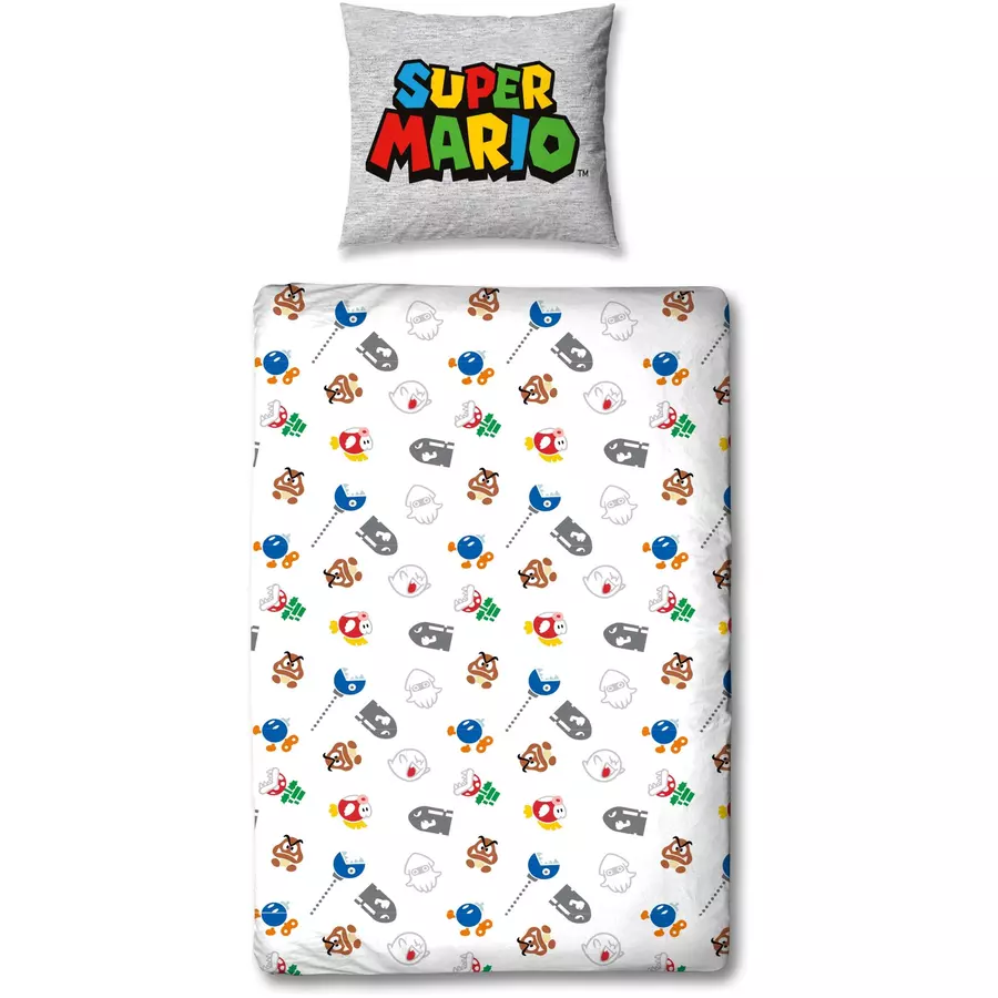 MTOnlinehandel Bettwäsche Nintendo Kinder-Bettwäsche für Mädchen und Jungen, 80x80 + 135x200 Nintendo Super Mario Team