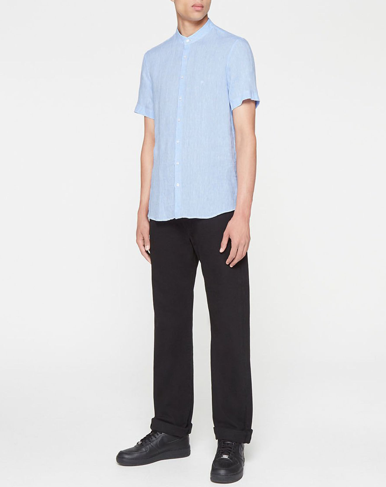 Calvin Klein Chemise slim 100% Lin bleu clair
