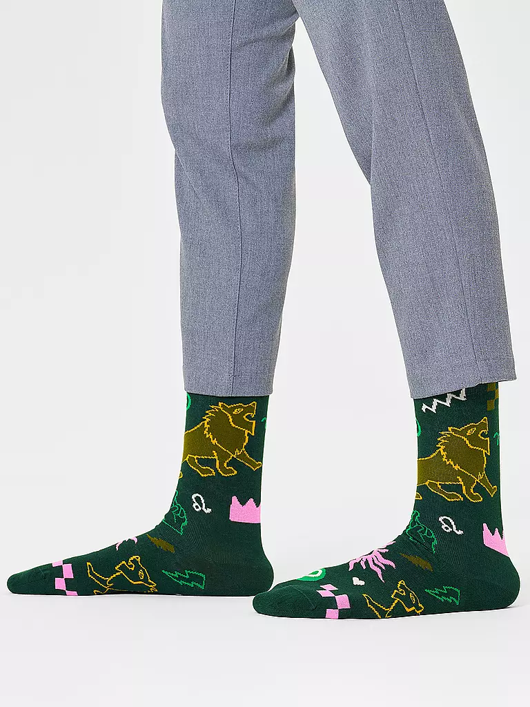 HAPPY SOCKS Damen Socken 36-40 LÖWE orange dunkelgrün
