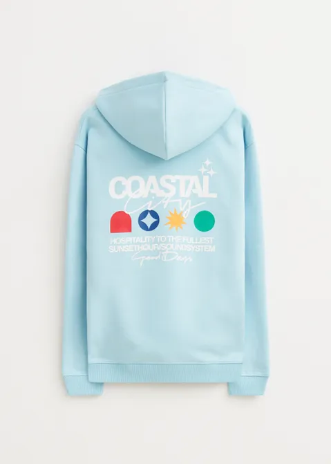 Half zip hoodie met print blauw (BLW.FR)