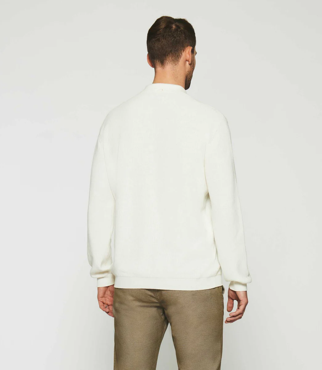 Pull col polo zippé écru DYLAN
