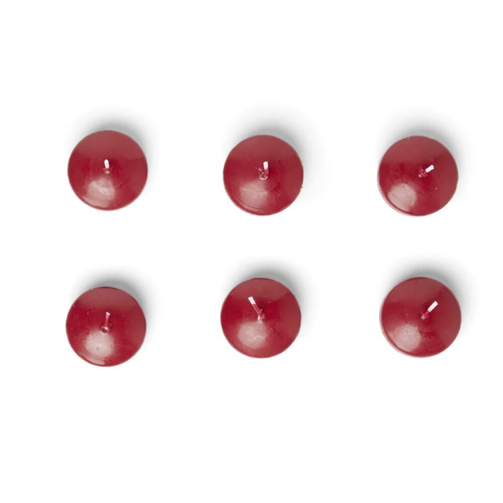Lot de 6 bougies flottantes cire rouge Ø4,5cm