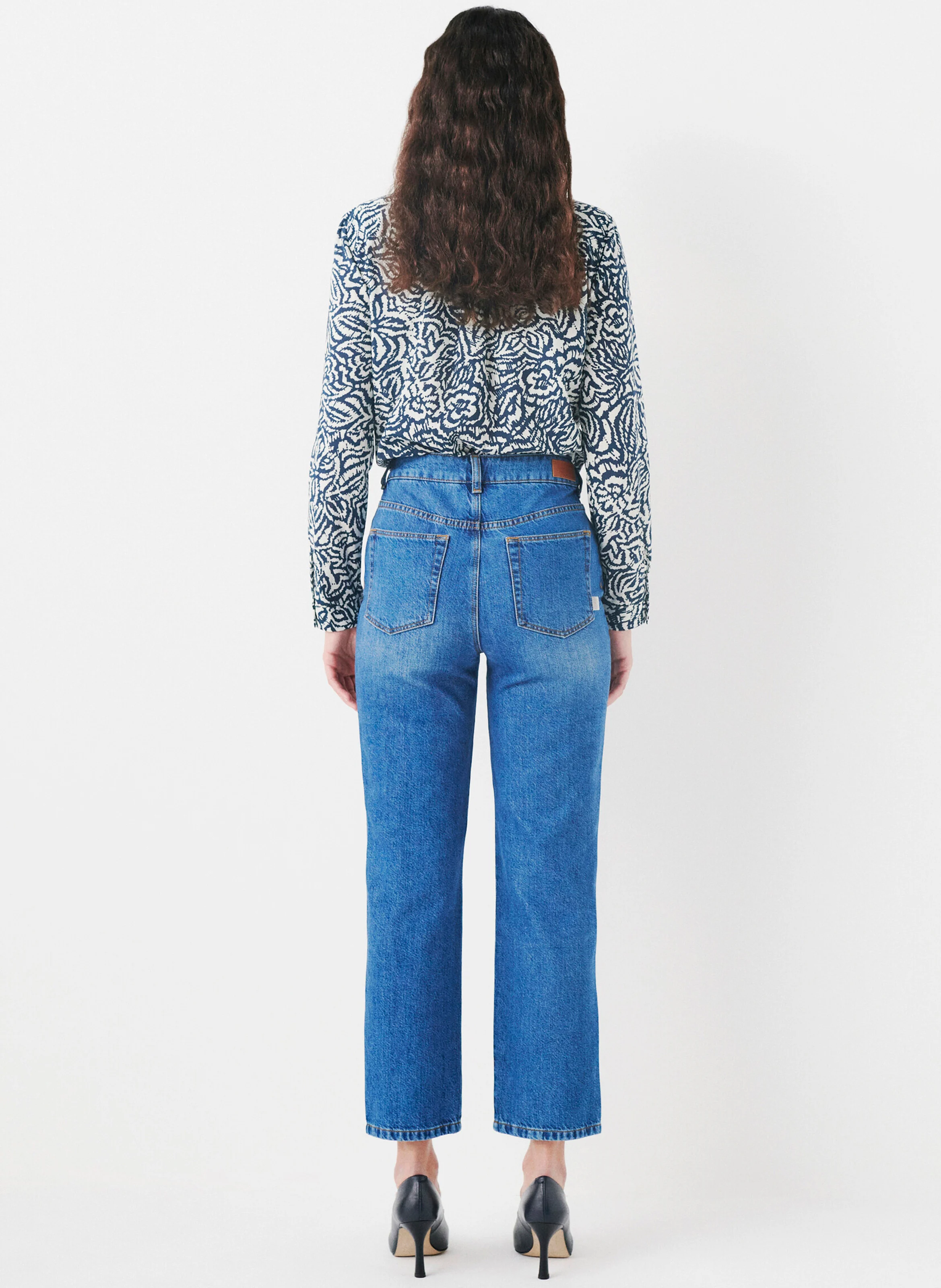 POPPY - Jean droit 7/8ème en coton mélangé | Bleu