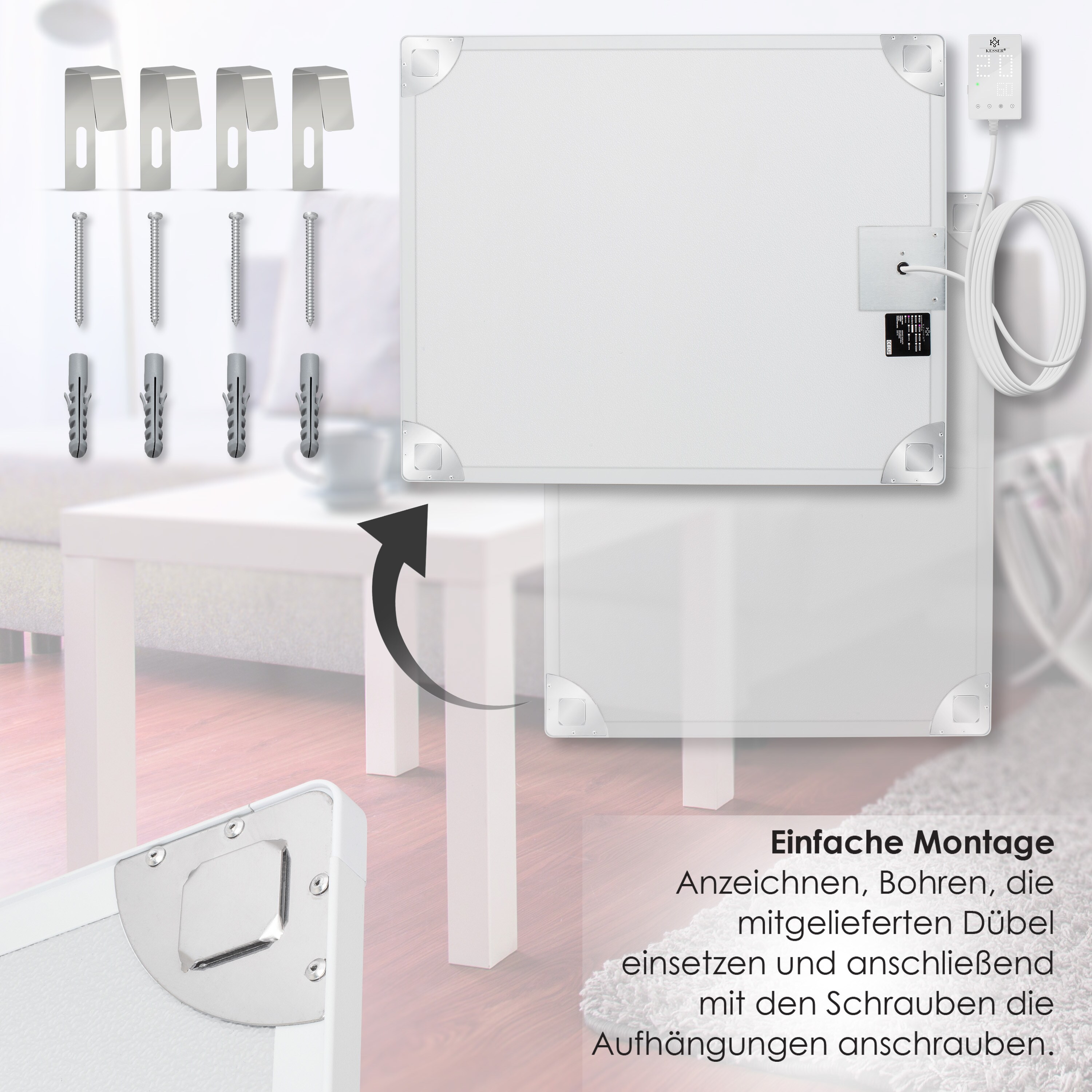 KESSER® Infrarotheizung Mit Thermostat Infrarot Wandheizung Elektroheizung IP44