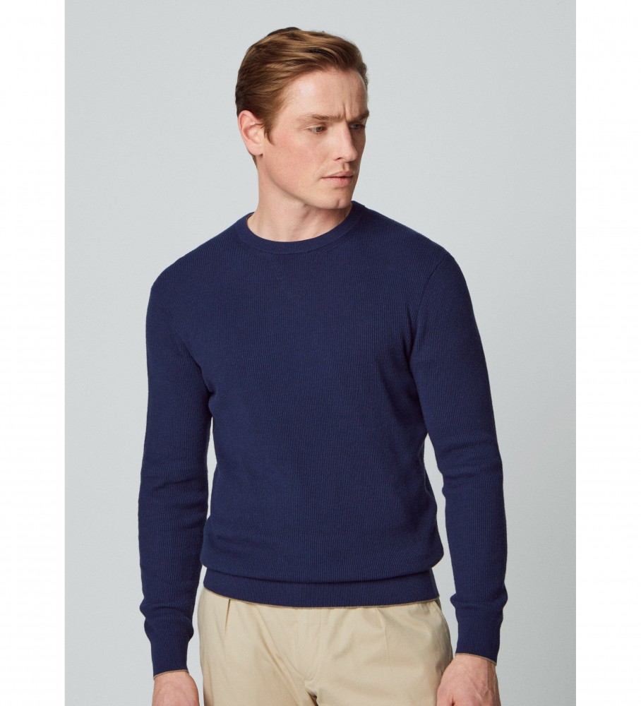 Hackett Jersey Rib azul marinho
