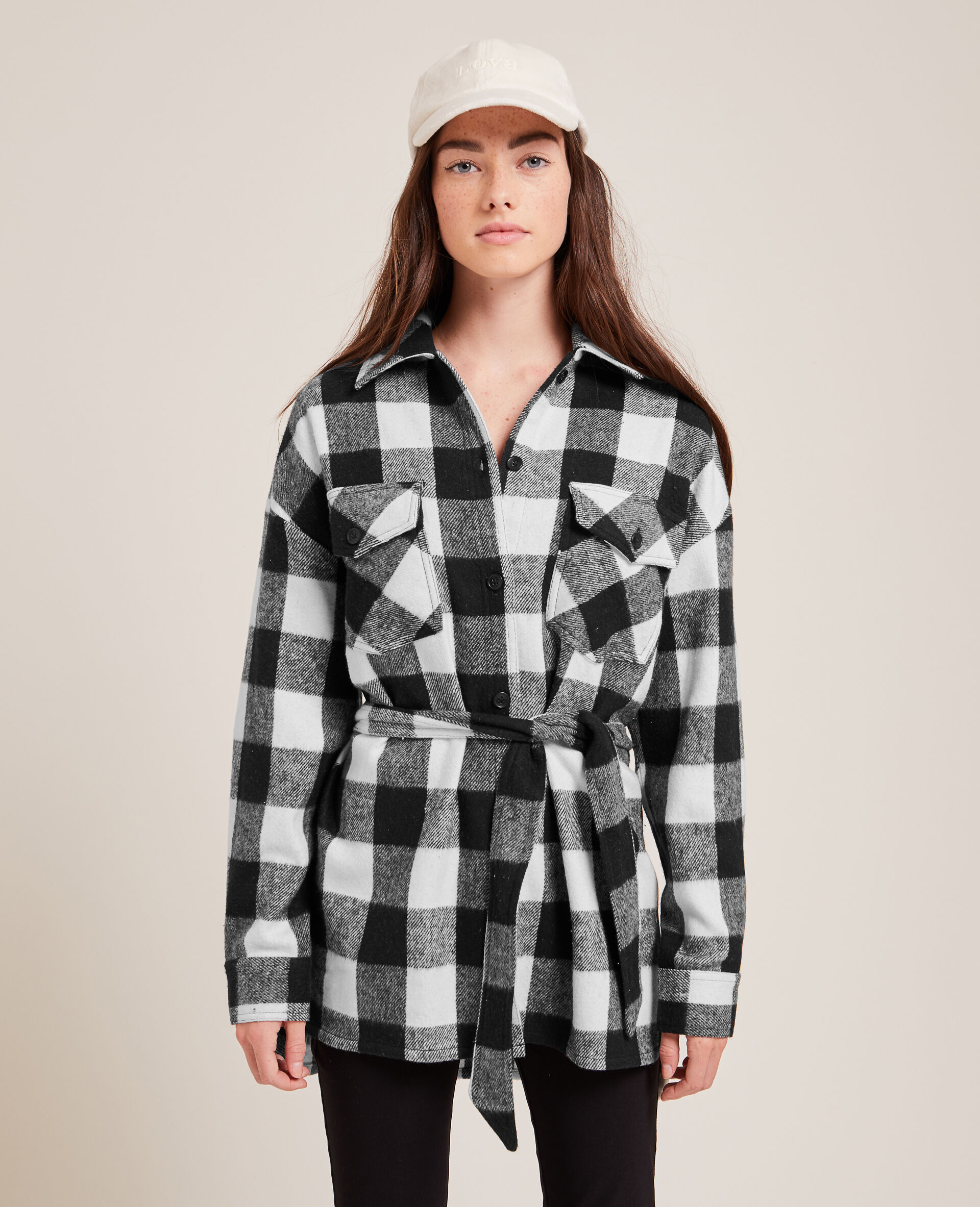 Surchemise avec ceinture à nouer - Noir