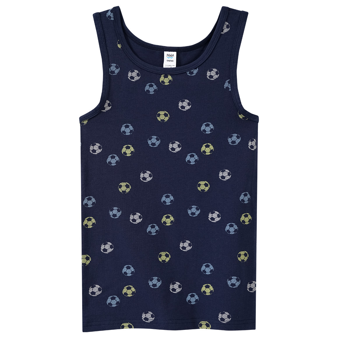 Yigga 3 Jungen Unterhemden mit Bio-Baumwolle hellblau / dunkelblau / creme