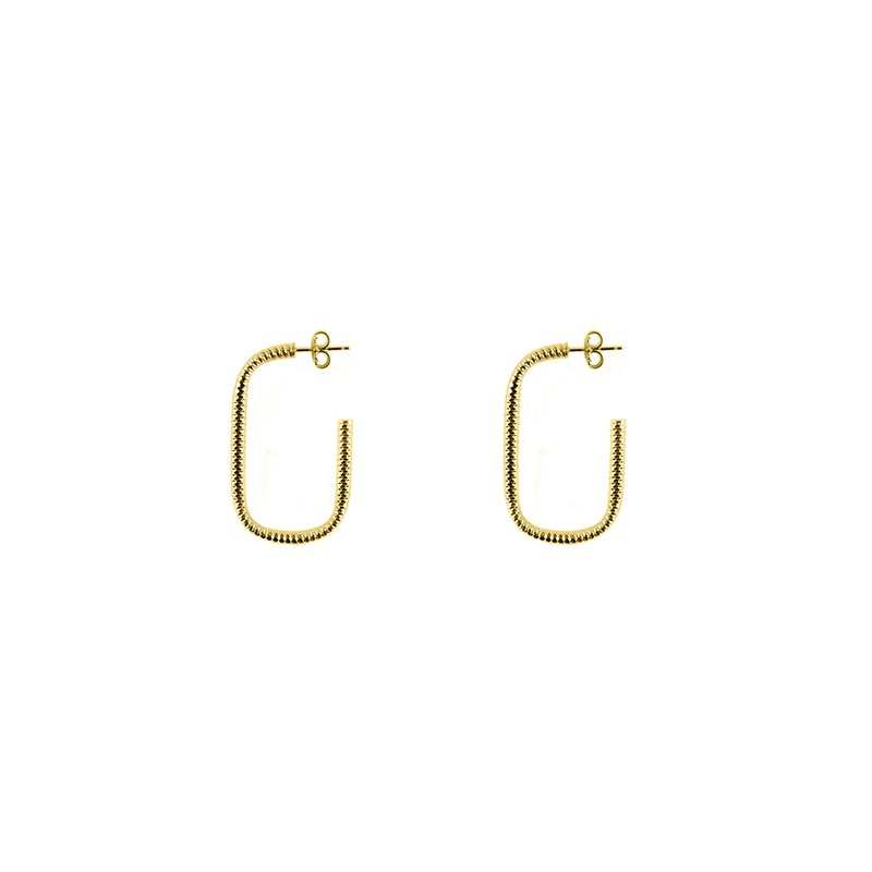 Boucles D'oreilles Tube En Argent Forme Ovale Petit Modèle Doré