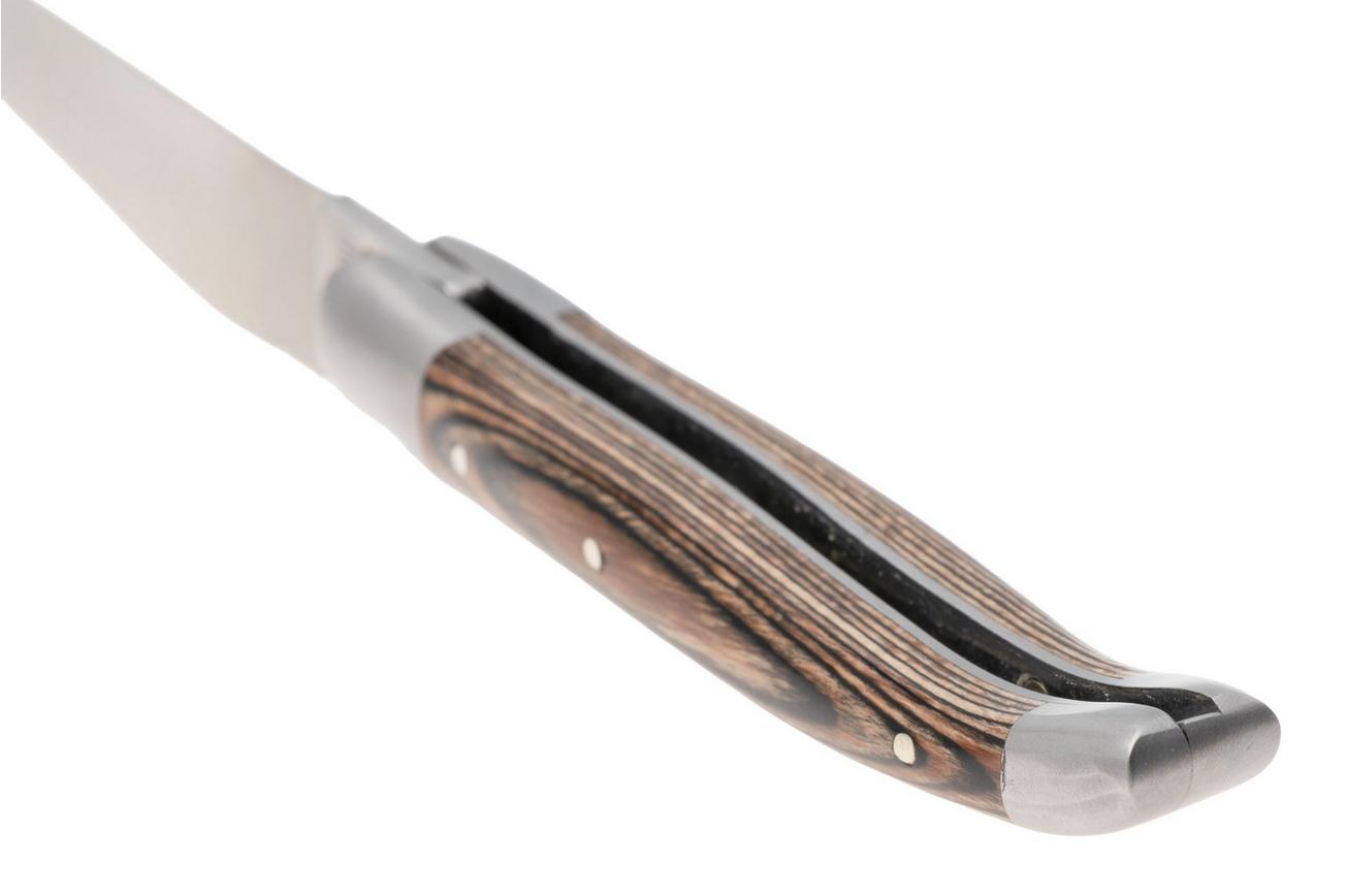 Laguiole en Aubrac Brown Pakkawood, Matt Bolsters, zakmes, 10 cm
