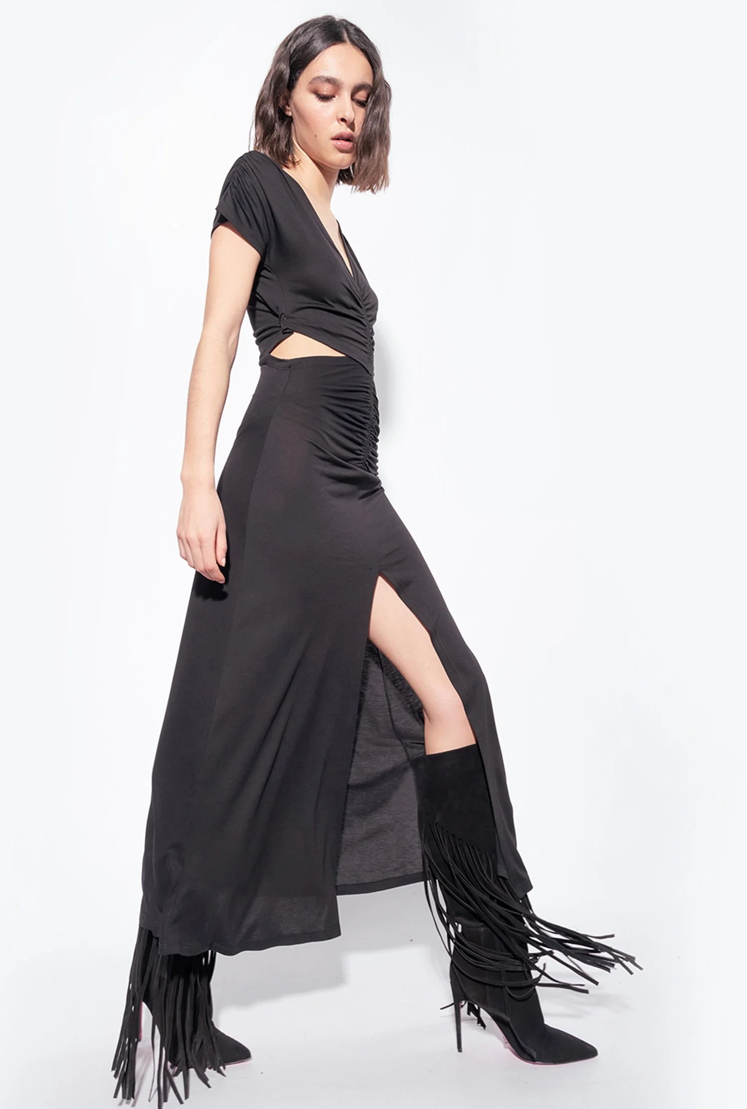 Robe longue à hanches nues | Noir