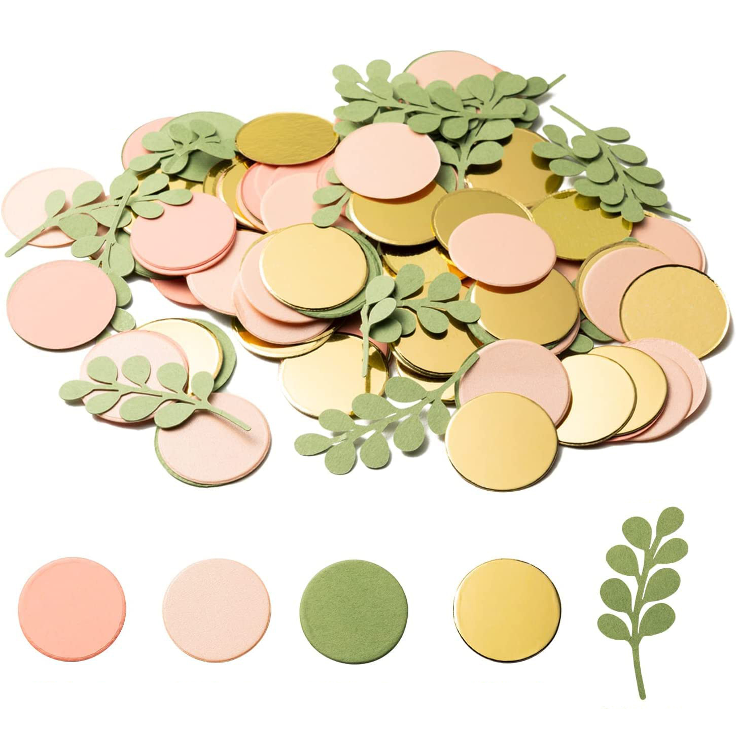 (12g) Papier Konfetti Party Dekoration Streukonfetti Blätter Tischdeko - Rosa / Grün / Gold