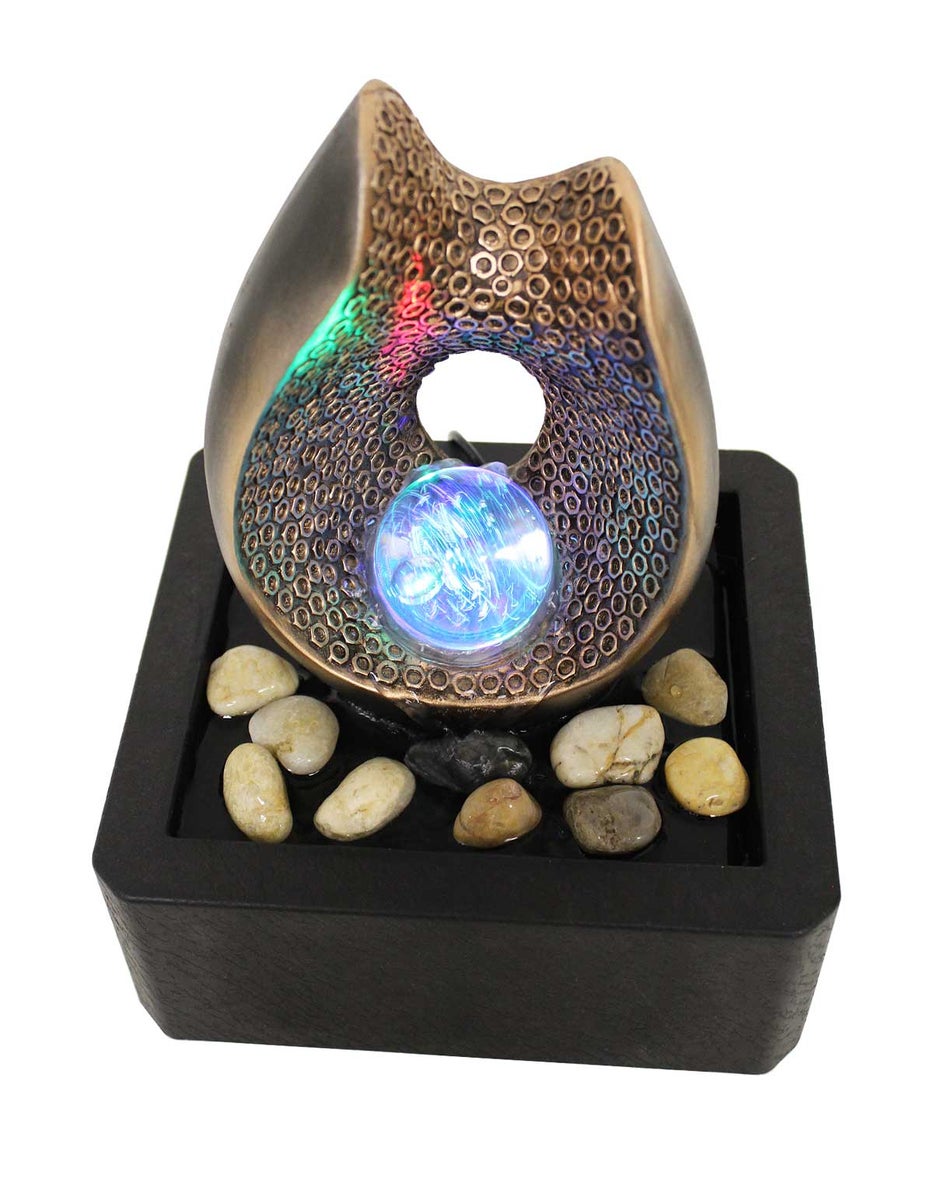 FoAnelli koperen tafelfontein met RGB LED-verlichting, 26 cm, 11114