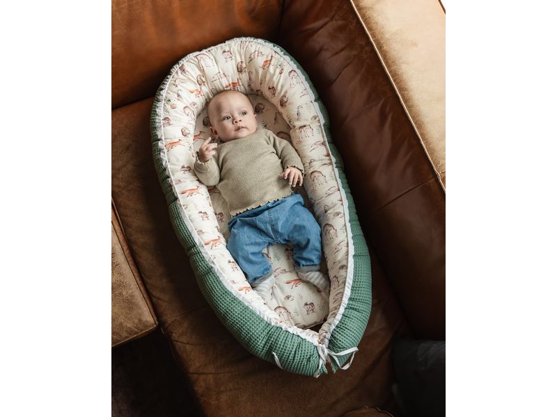 Ullenboom Babynest Cocoon Waldfreunde 55 x 95 cm Gemütliches Babynest für Neugeborene, 100% Oekotex, Made in EU