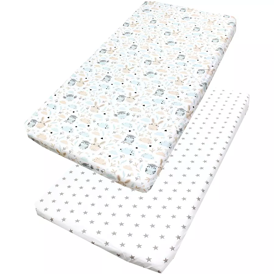 TupTam Baby Kinder Spannbettlaken 2er Pack beigegrau