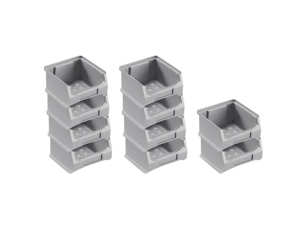 PROREGAL Value Pack 10x Grijze Opbergdoos 1,0 HxBxD 6 x 10 x 10 cm 0,4 Liter Opbergcontainer