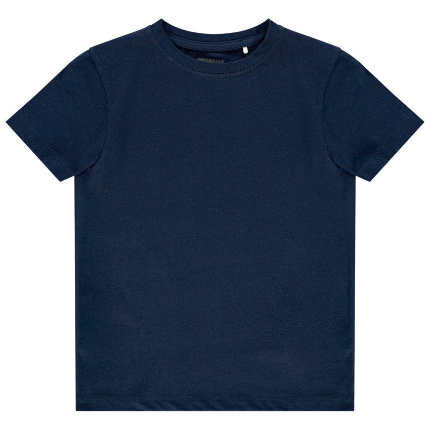 T-shirt manches courtes uni en coton pour enfant garçon - Bleu marine