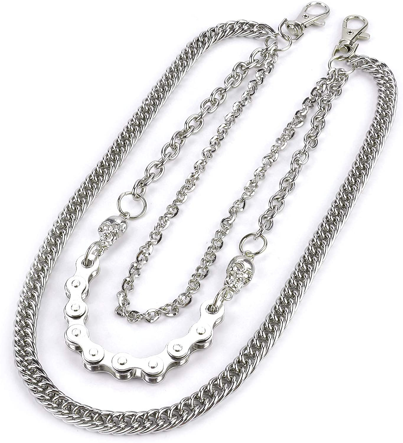 (38cm) Metall Hosen Kette 3in1 Jeans Accessoire mit Trigger Verschluss - Silber