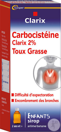 Clarix Carbocistéine 2% Toux Grasse Enfants Banane Flacon 150ml