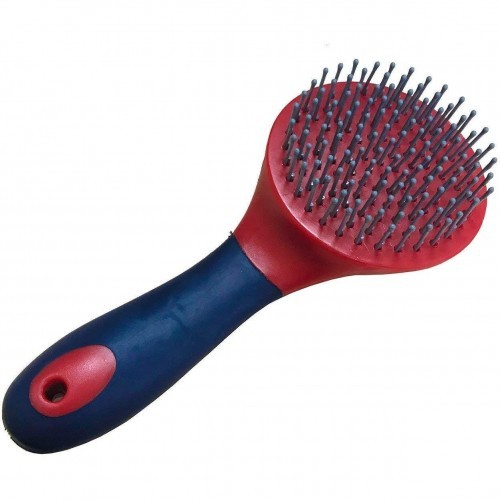 Escova Roma macia para crina e cauda, vermelha/azul marinho