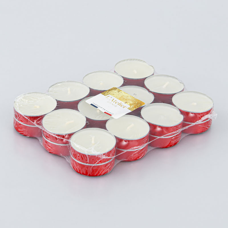 25 bougies chauffe-plats rouge