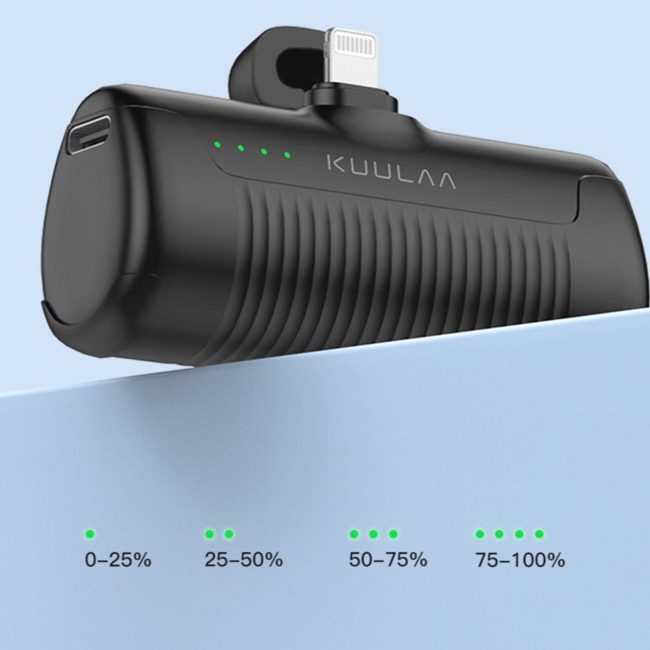 (4500mAh) Lightning Powerbank Ladegerät inkl. USB C Ladekabel mit LED Anzeige - Hellblau