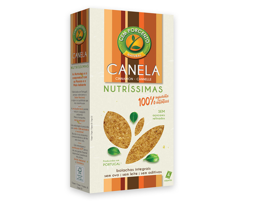 BOLACHA CEM PORCENTO NUTRÍSSIMAS INTEGRAL CANELA 190G
