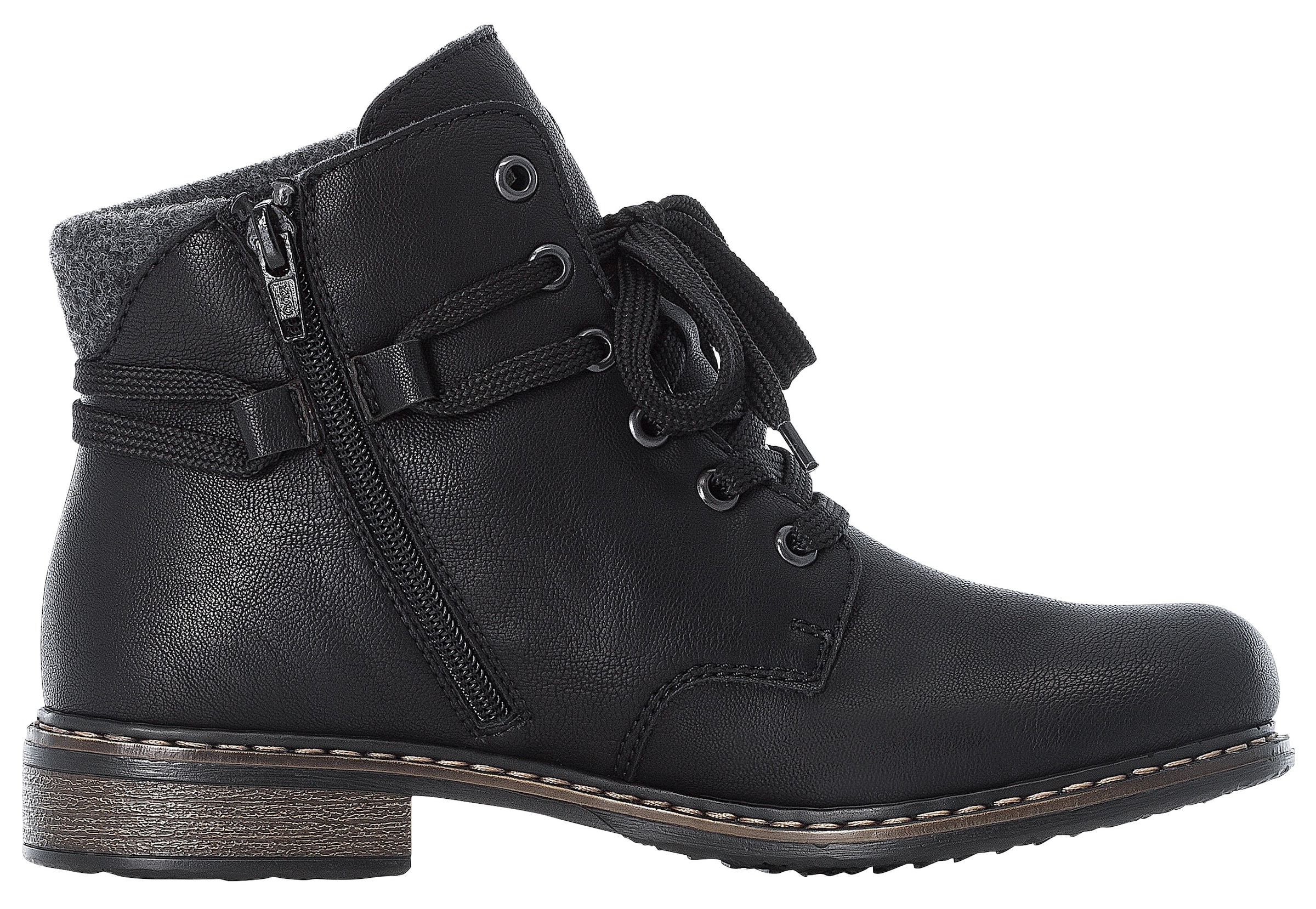 Rieker Schnürstiefelette  , Schnürboots, Blockabsatz, mit gepolstertem Schaftabschluss