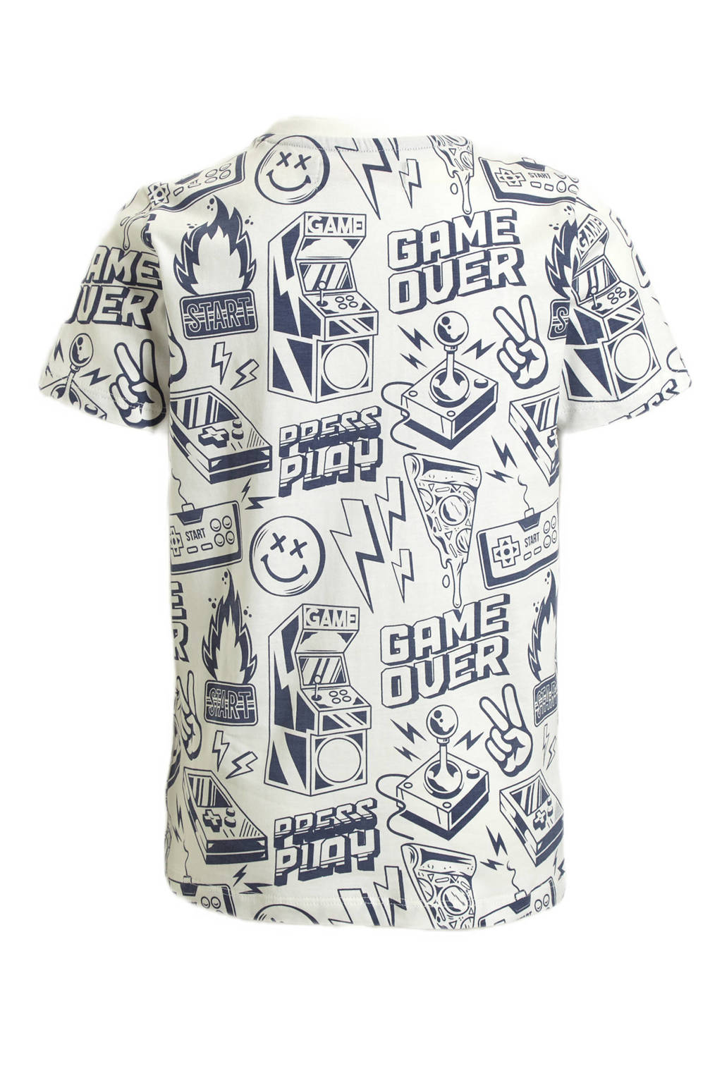 Orange Stars T-shirt Peer met all over print wit/blauw