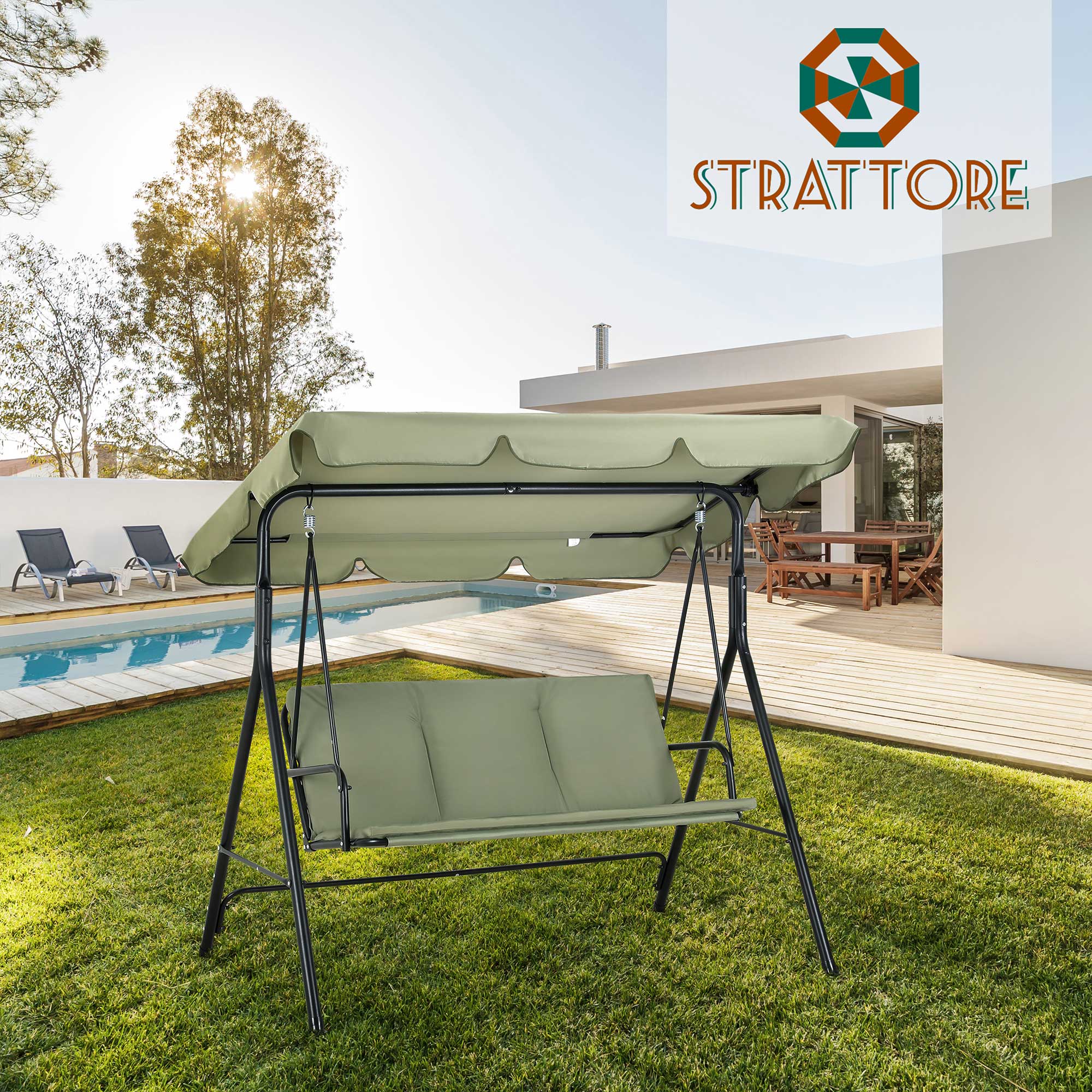 Strattore Hollywoodschaukel Gartenschaukel / Gartenliege 175 x 110 x 153 cm - Grün