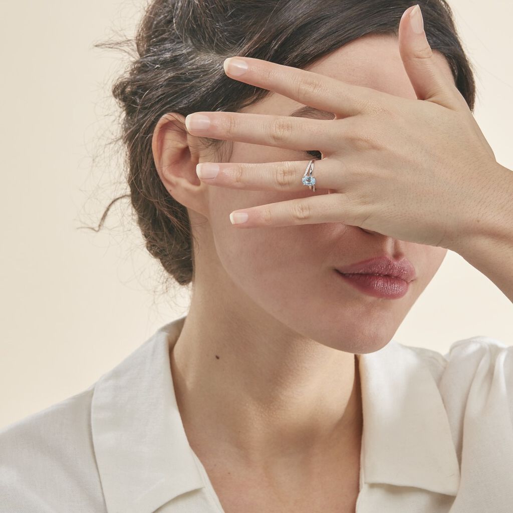 Bague Marie-eva Or Blanc Topaze Et Oxyde De Zirconium