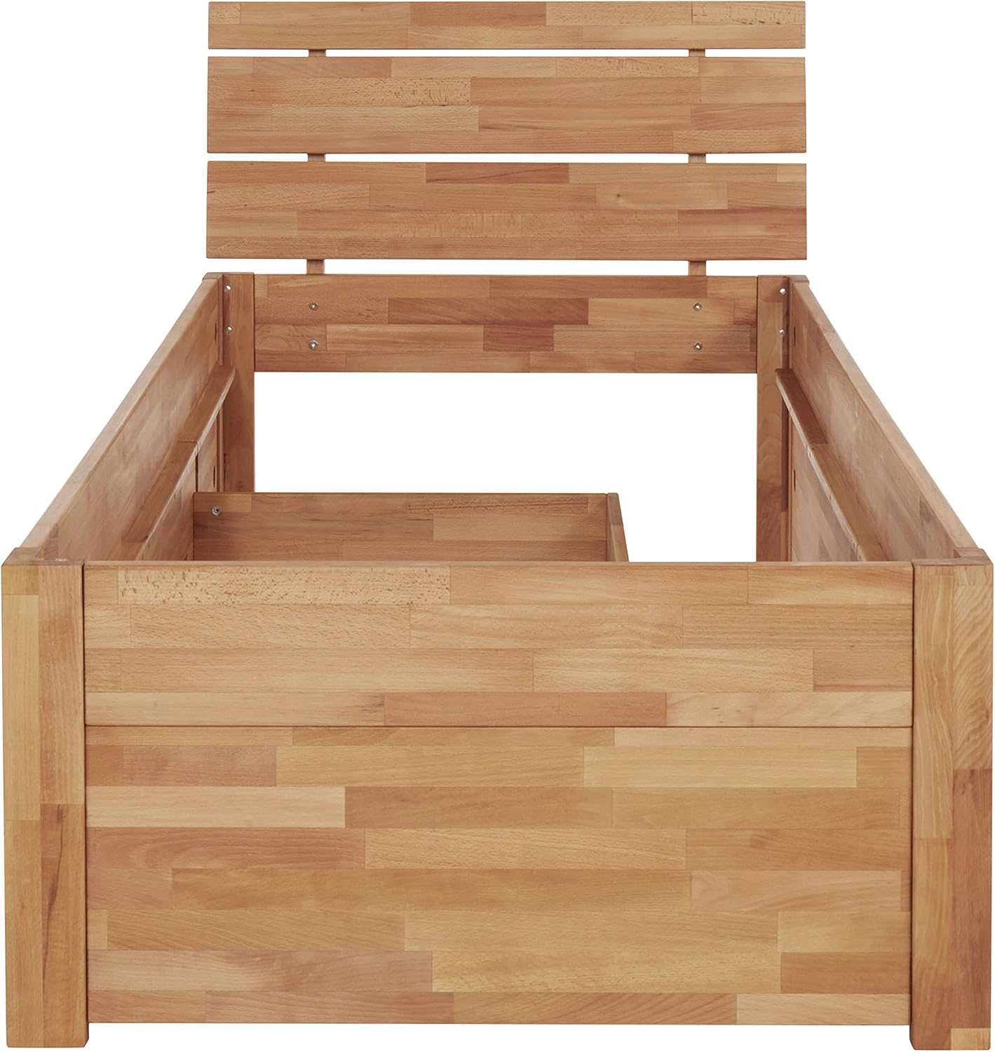 Massivholzbett 90x200 cm Einzelbett Wildeiche geölt mit Einer Schublade