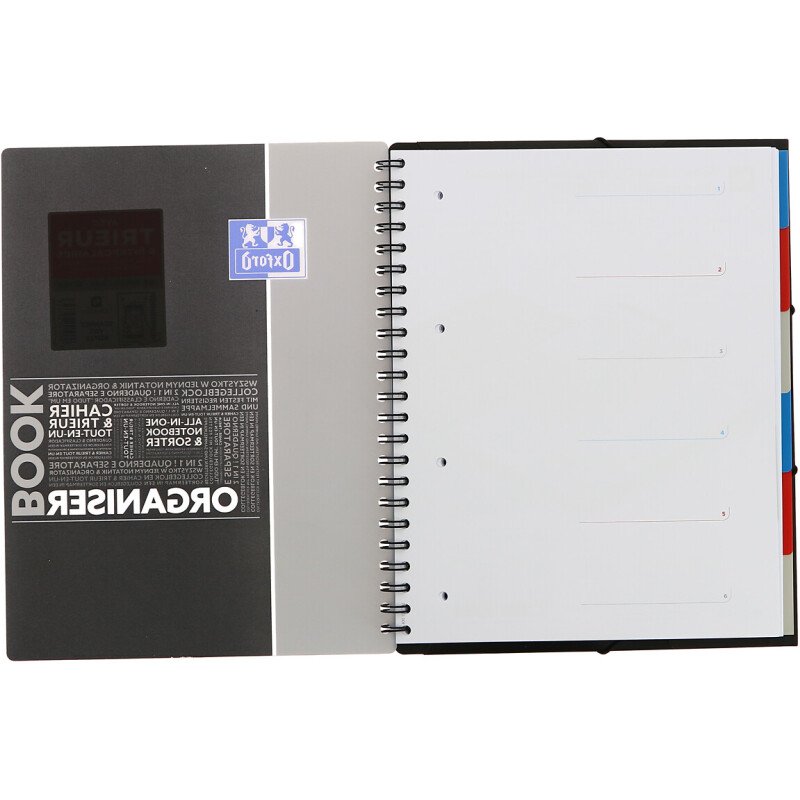 Cahier spirale Oxford Etudiants Organiserbook A4+ 24 x 32 cm grands carreaux 160 pages
