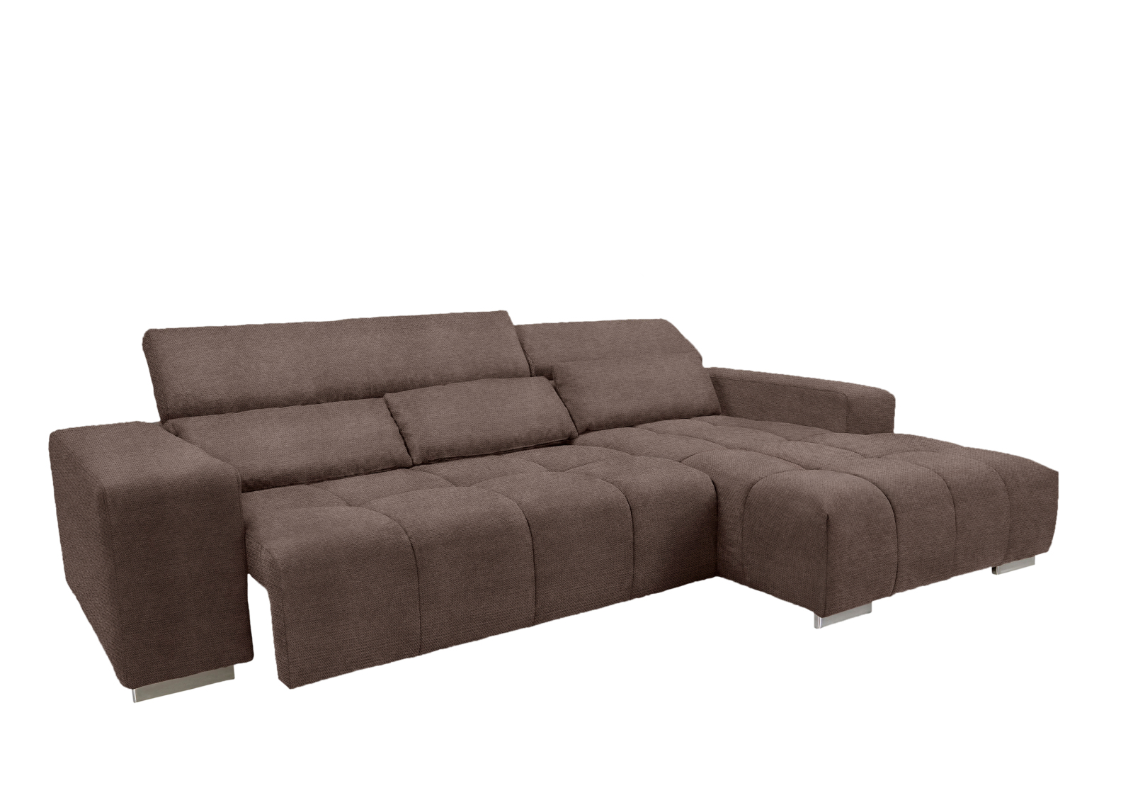Ecksofa - taupe - Recamiere rechts - Relaxfunktion