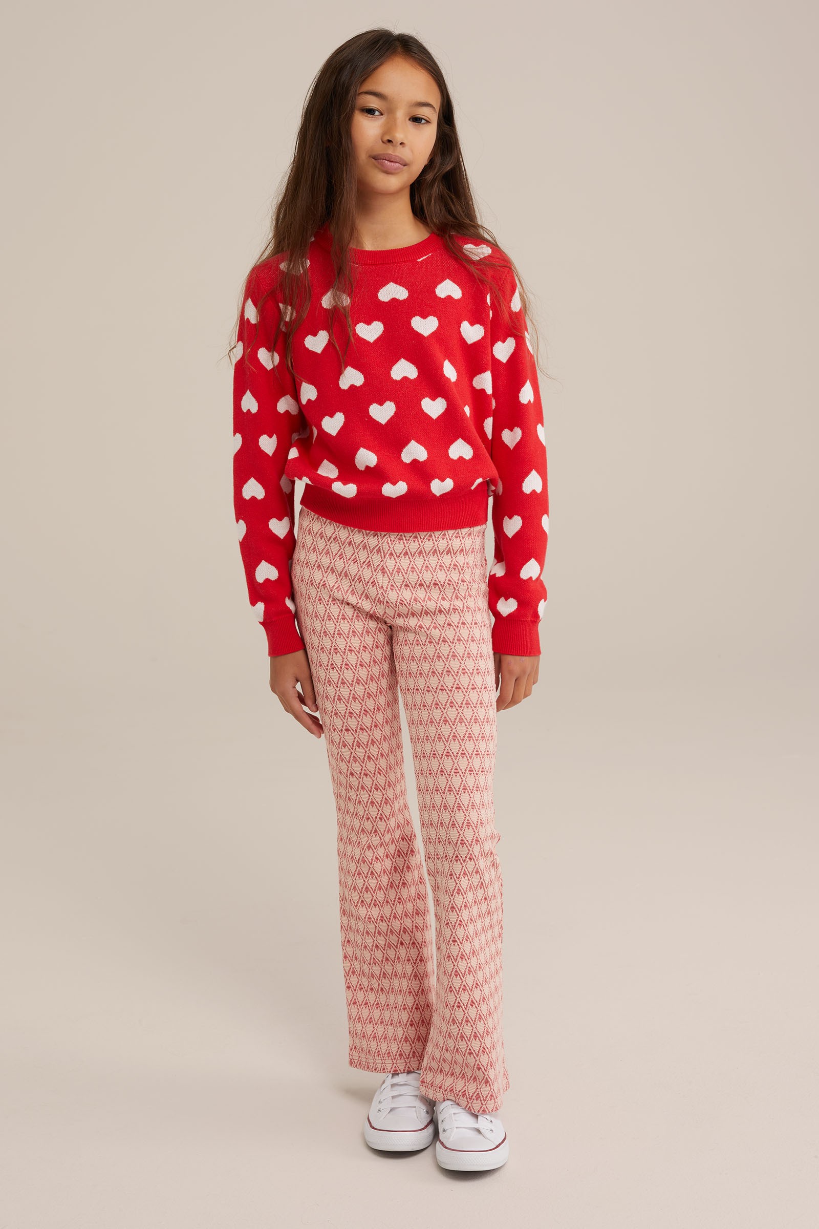 Meisjes flared legging met jacquard dessin WE Fashion Rood
