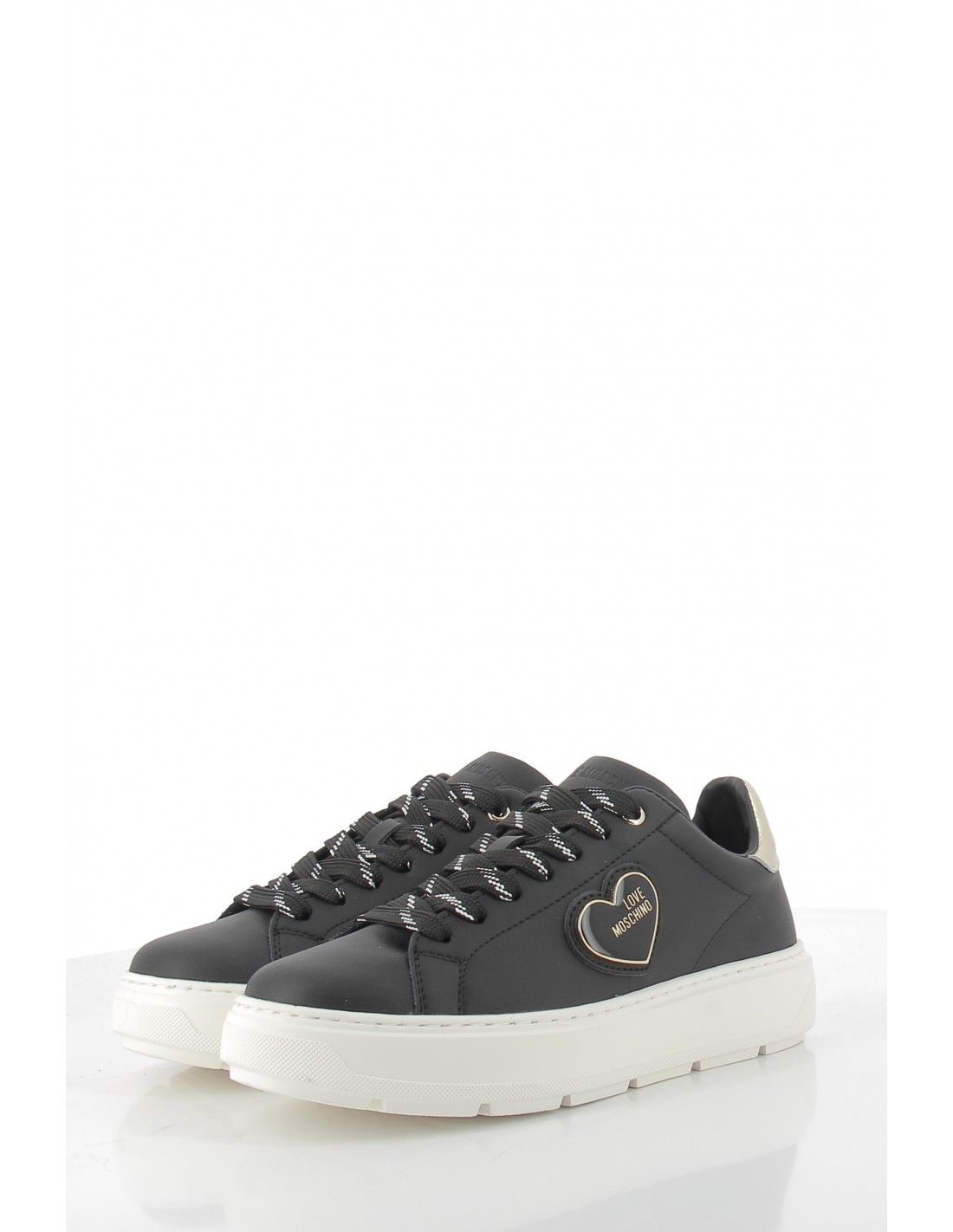 moschino love baskets compensées femme sneakers bold cuir noir
