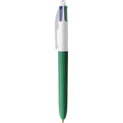 BIC 4 Couleurs Bois - Stylo à bille 4 couleurs effet bois - disponible dans différentes couleurs