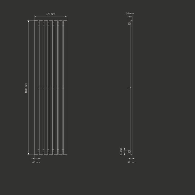 Panel radiatorer Design radiator Opvarmet håndklæde Stella 370x1600 Hvid