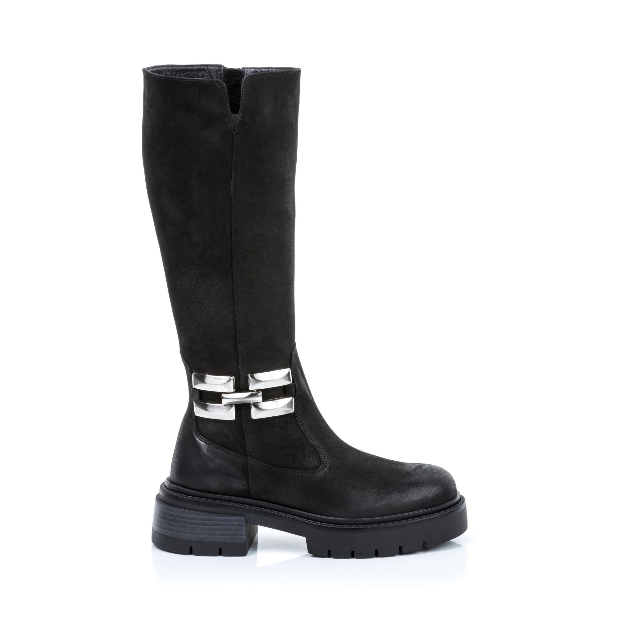 Bottes à talon Femme en cuir noir