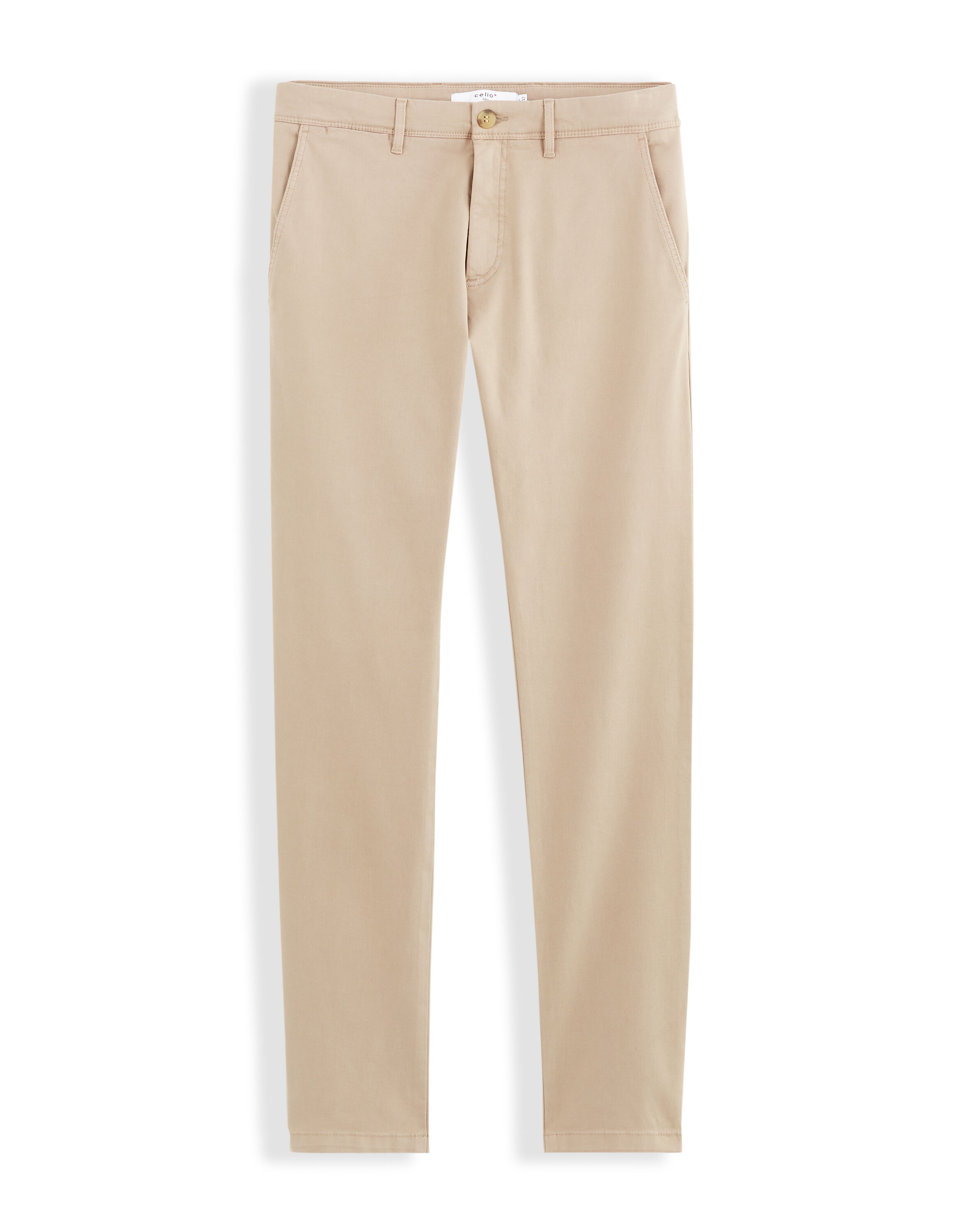 Pantalon chino slim en coton stretch longueur standard - beige