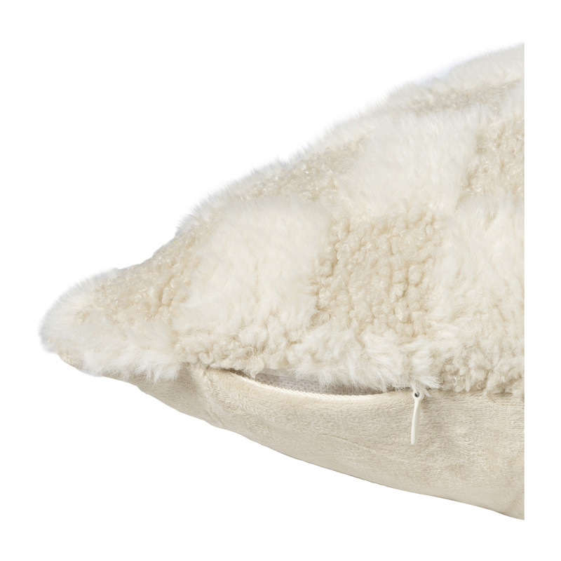Kussen geblokt teddy - beige - 45x45 cm