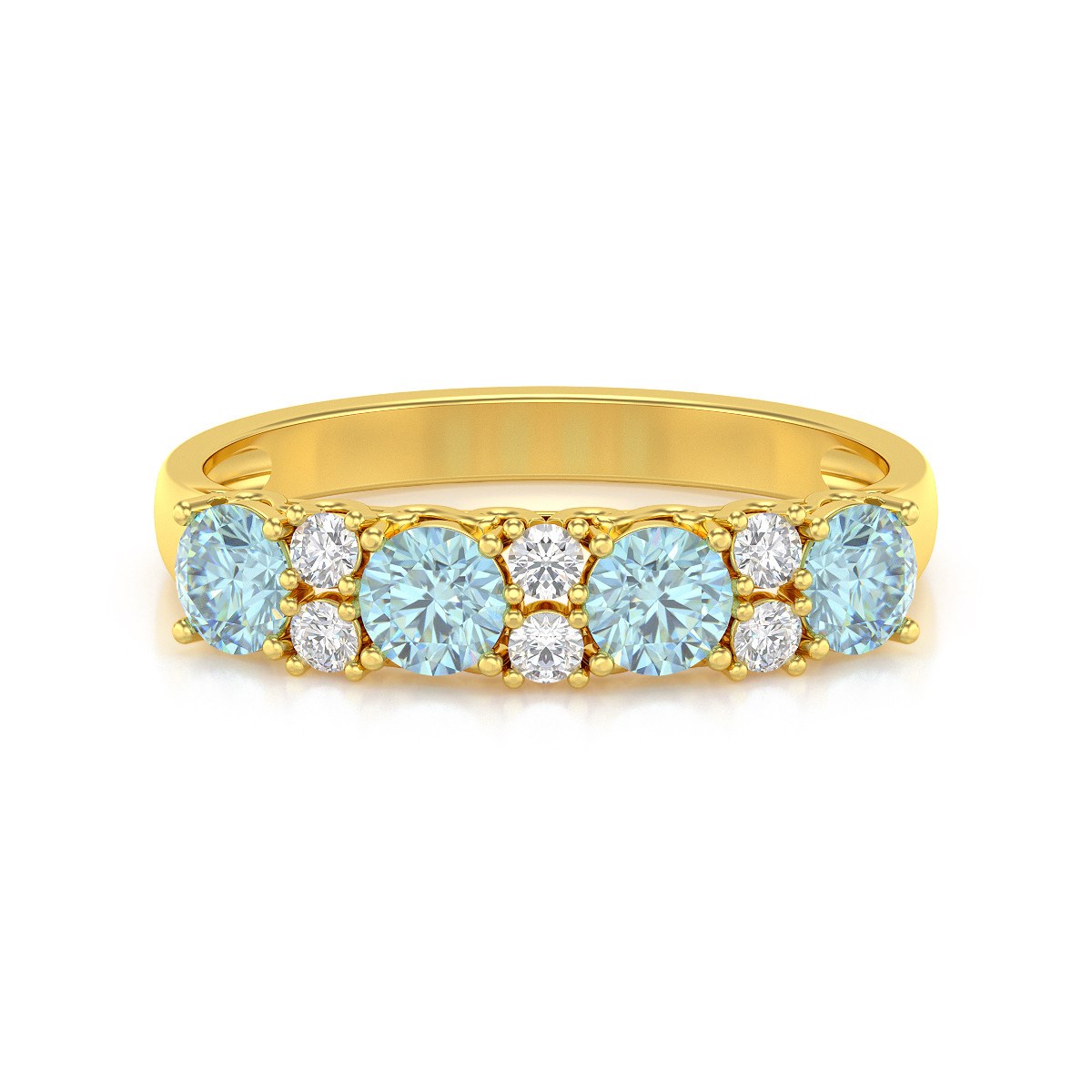 Bague ADEN Or 585 Jaune Aigue-Marine et diamants 2.650grs