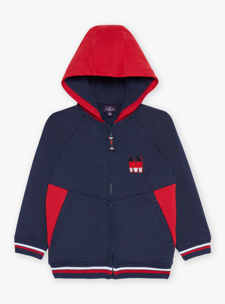 Sweat à capuche bleu marine à broderie M