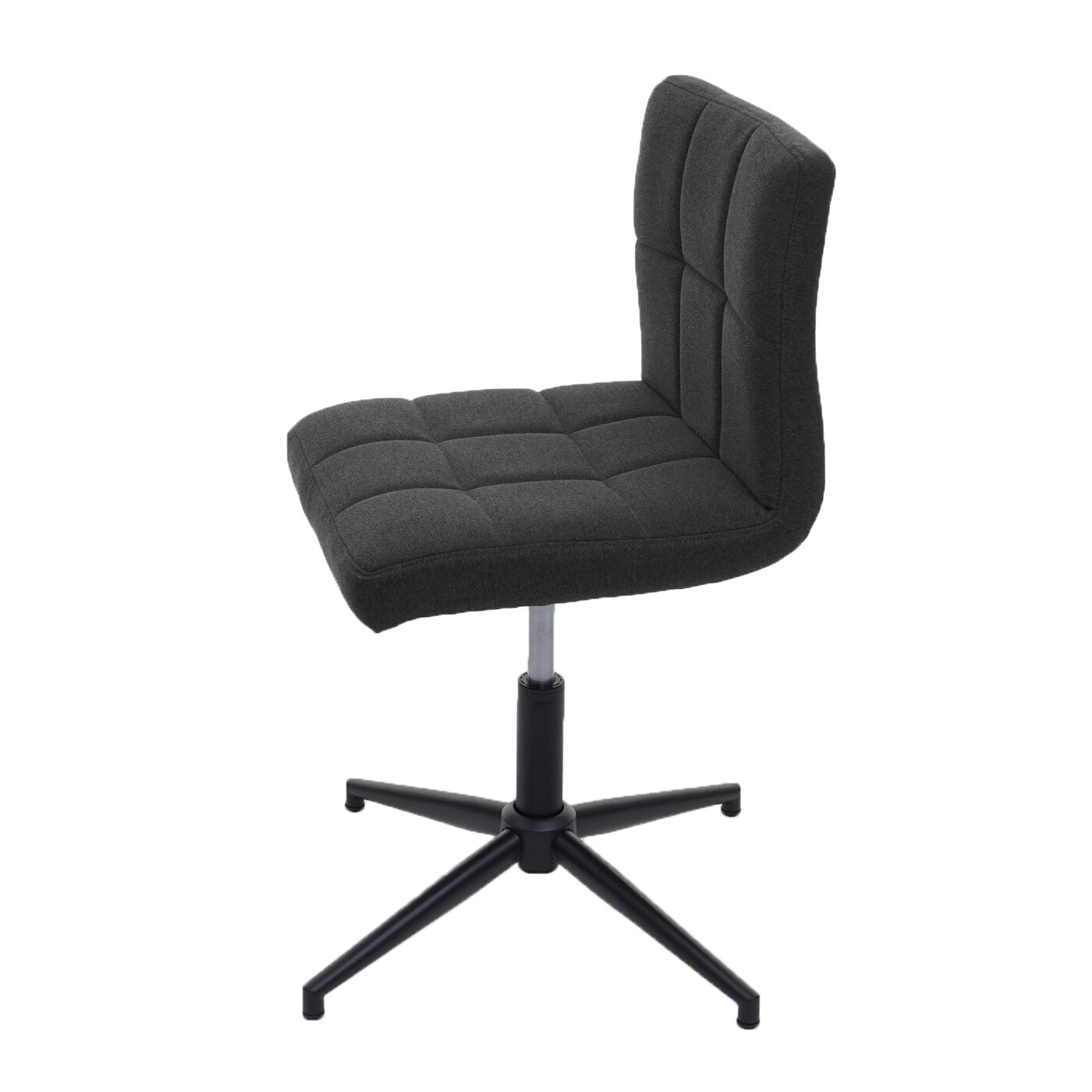 6er-Set Esszimmerstuhl Cadiz II, Küchenstuhl, höhenverstellbar Drehmechanismus ~ Stoff/Textil dunkelgrau, Fuß schwarz