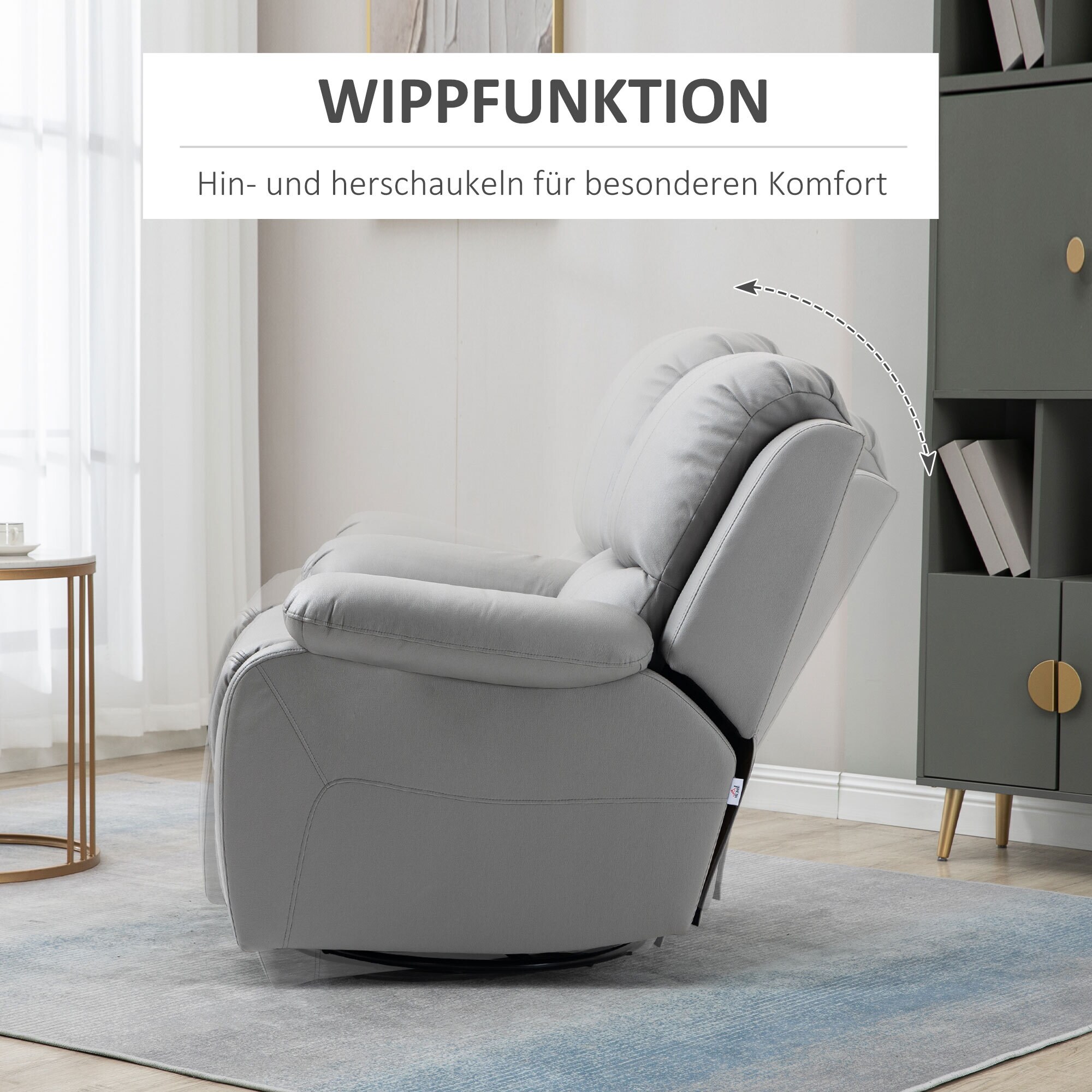 HOMCOM Relaxsessel mit Rückenkissen grün 93L x 100B x 98H cm