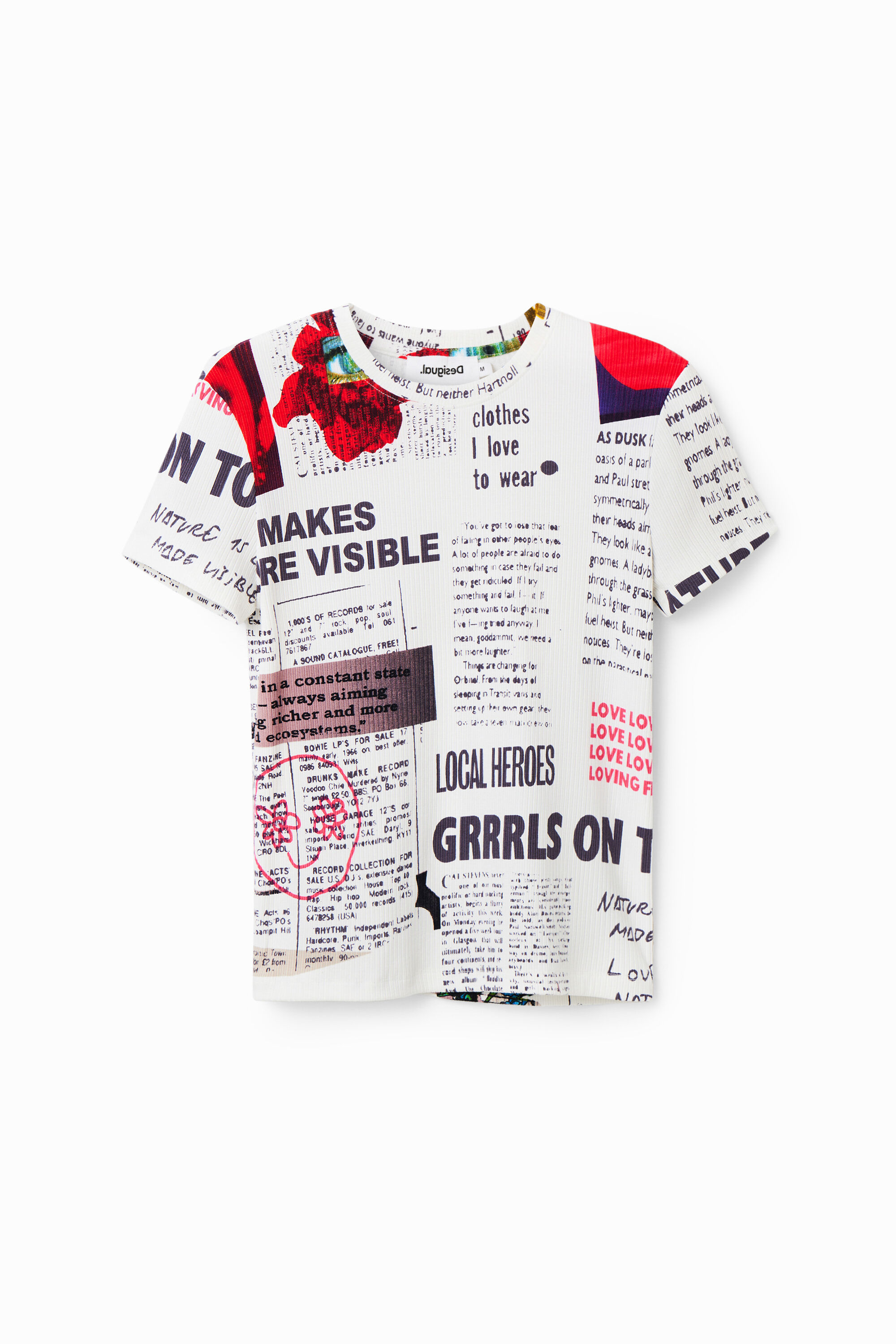 T-shirt journal tissu côtelé