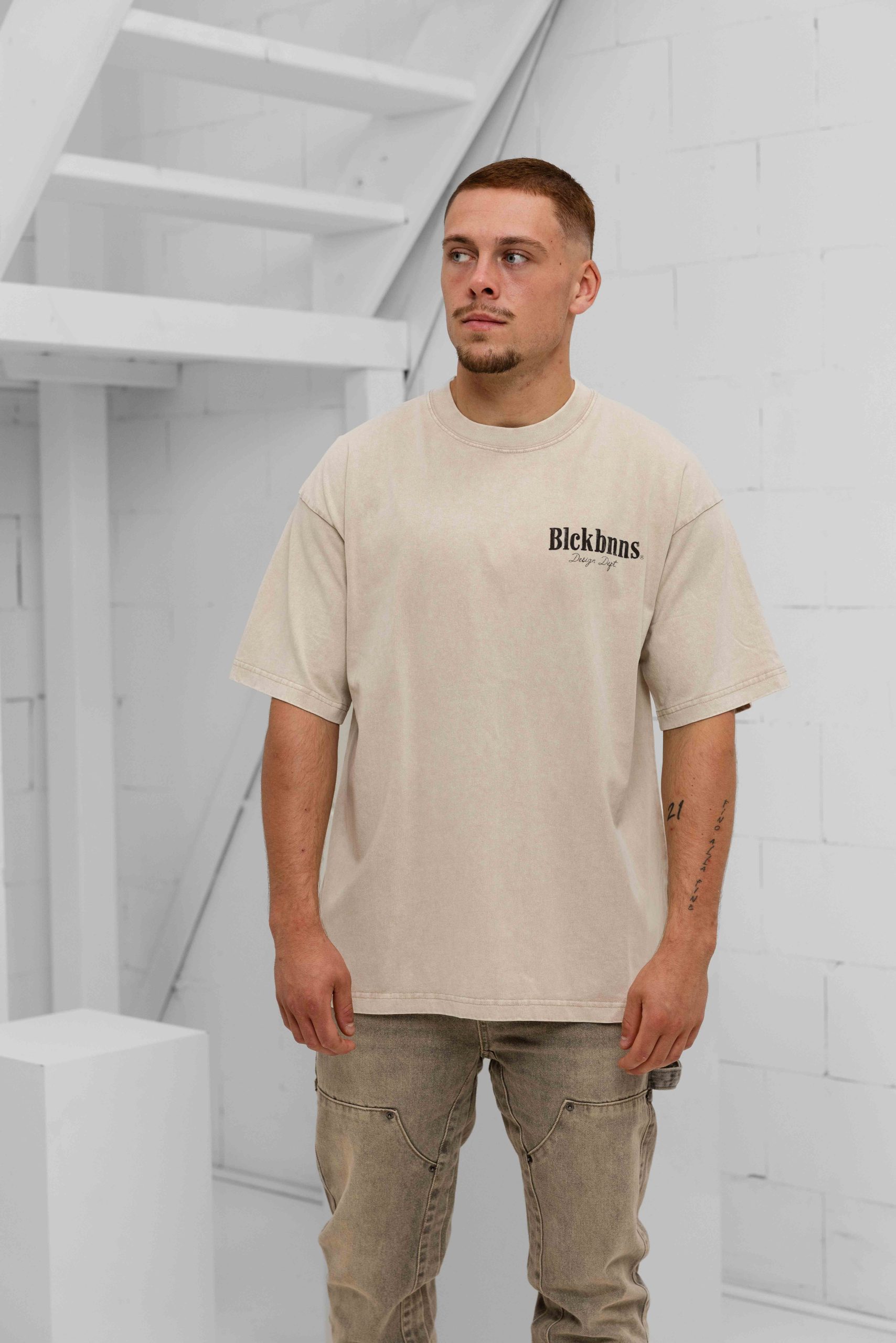 Black Bananas Brush T-Shirt Heren Beige
