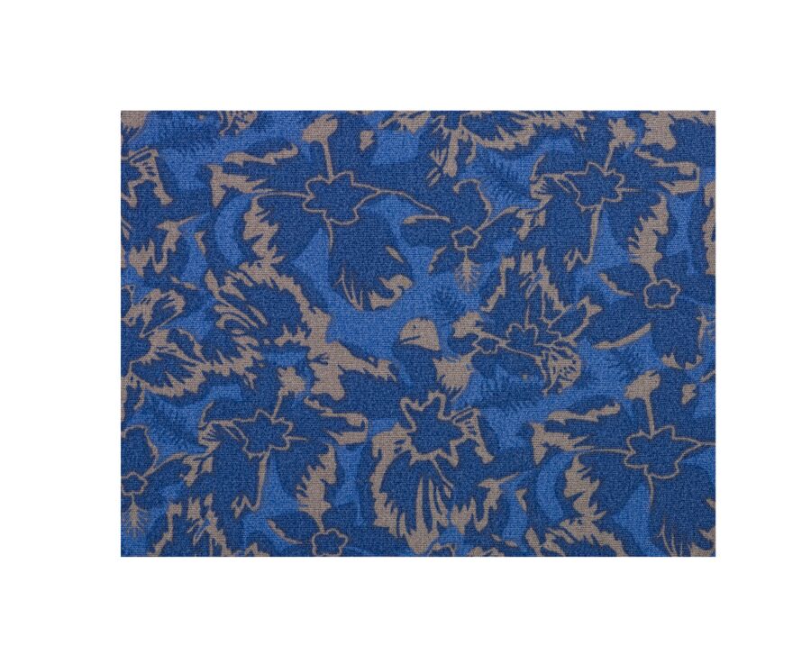 Chemise bleue indigo à motif tropical kaki - GALLIBERT
