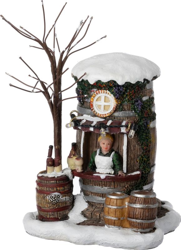 Intratuin - Kerstdorp Miniatuur Drank Kraam - 9,5 x 9 x 13 cm - Polyresin
