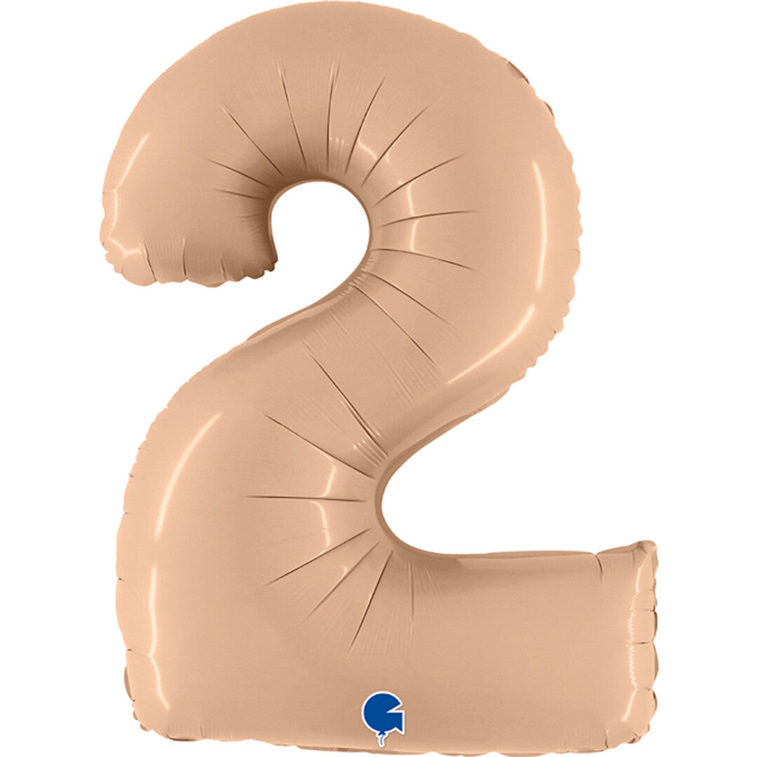 Grabo cijferballon twee - satin nude - 102 cm